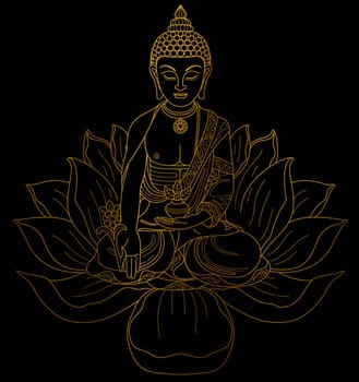 golden Buddha meditation zen metallic background chakra illustration