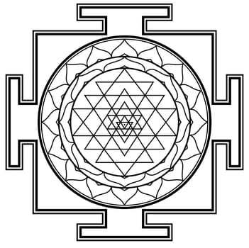 black white mandala sri yantra chakra tantra spirituality esoteric zen illustration