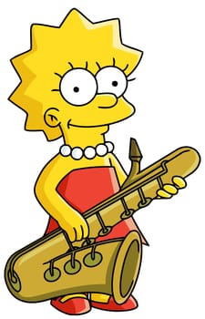 Lisa Simpson playing saxophone character illustration cartoon