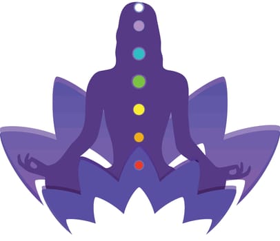 healing chakras mindfulness spiritual meditation mantra illustration
