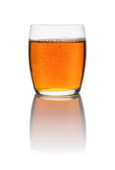 A glass with iced tea on a white background