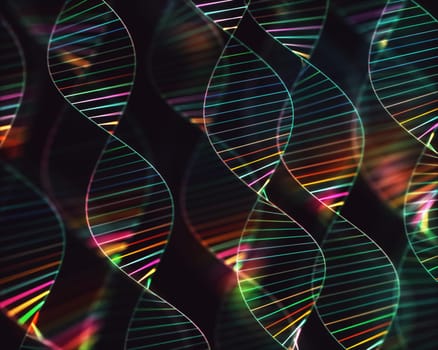 Image of genetic codes DNA. Concept image for use as background. Colored 3D illustration.