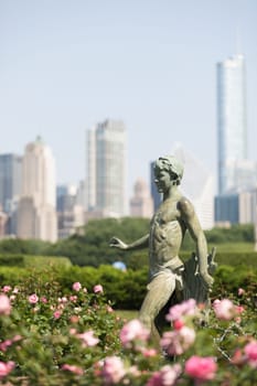 Portrait of Turtle Boy statue at Grant Park Chicago