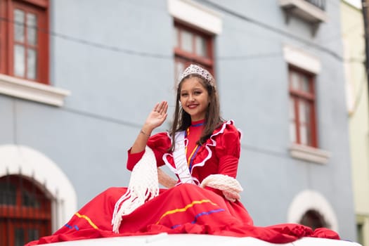 Matamoros, Tamaulipas, Mexico - November 20, 2018: The November 20 Parade, Young woman Beauty queen wearing traditional mexican clothing
