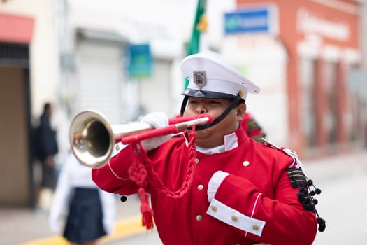 Matamoros, Tamaulipas, Mexico - November 20, 2018: The November 20 Parade, Marching Band performing at the parade