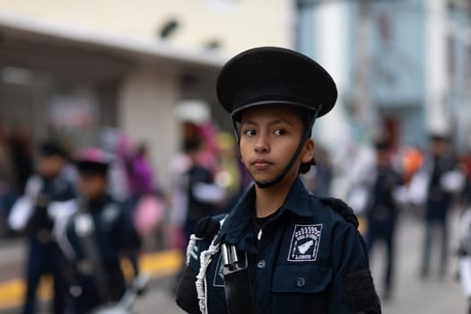 Matamoros, Tamaulipas, Mexico - November 20, 2018: The November 20 Parade, Marching Band with military Style uniform performing at the parade