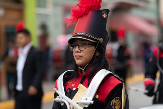 Matamoros, Tamaulipas, Mexico - November 20, 2018: The November 20 Parade, Marching Band performing at the parade