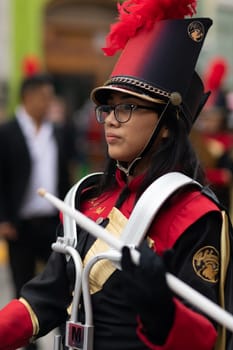 Matamoros, Tamaulipas, Mexico - November 20, 2018: The November 20 Parade, Marching Band performing at the parade
