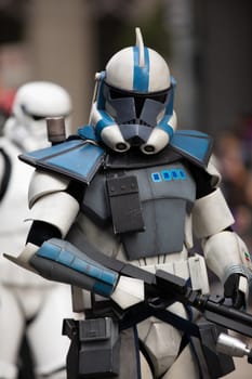 Houston, Texas, USA - November 22, 2018 The H-E-B Thanksgiving Day Parade, People dress up as star wars characters, storm troopers