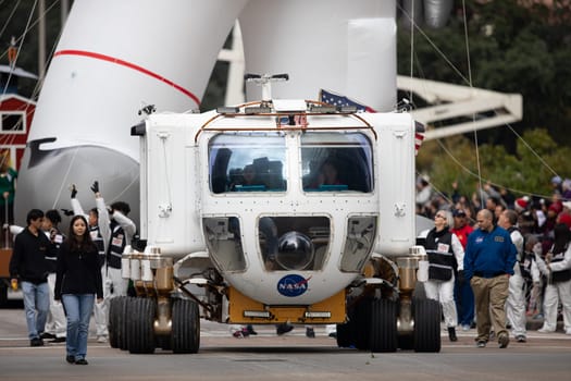 Houston, Texas, USA - November 22, 2018 The H-E-B Thanksgiving Day Parade, NASA's Pressurized Lunar Rover, SPR, being driven at the parade.