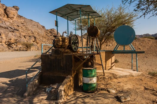 A well in the desert is being used by Bedouins for livestock