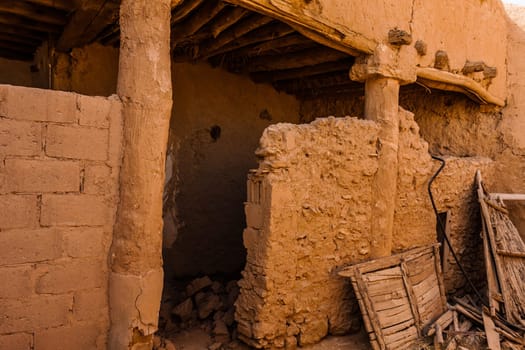 The interior of the abandoned traditional Arab mud brick house, Al Majmaah, Saudi Arabia