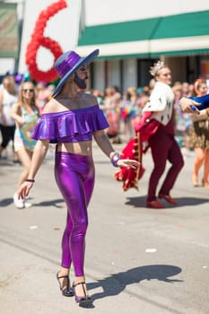 Chicago, Illinois, USA - June 24, 2018: the LGBTQ Pride Parade, People wearing colorfull outfits, celebrating on the streets of Chicago