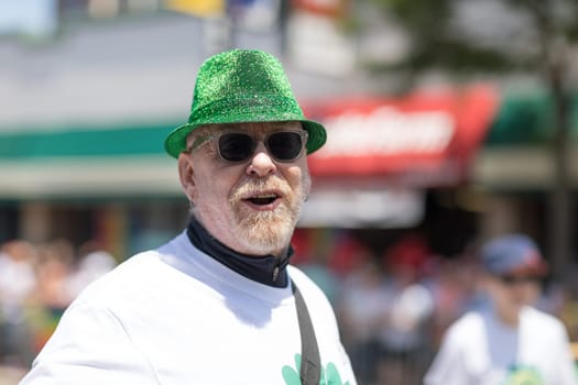 Chicago, Illinois, USA - June 24, 2018 Man wearing an irish outfit during the LGBTQ Pride Parade in Chicago