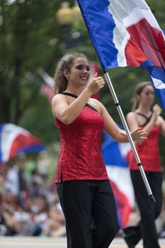 Washington, D.C., USA - July 4, 2018, The National Independence Day Parade, The Cabot High School Marching Band from Cabot, Arkansas