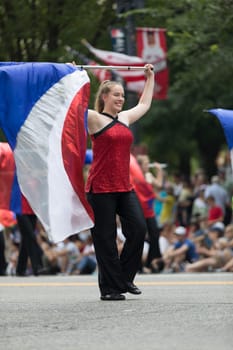 Washington, D.C., USA - July 4, 2018, The National Independence Day Parade, The Cabot High School Marching Band from Cabot, Arkansas