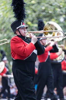 Washington, D.C., USA - July 4, 2018, The National Independence Day Parade, The Cabot High School Marching Band from Cabot, Arkansas