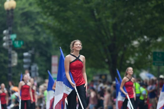 Washington, D.C., USA - July 4, 2018, The National Independence Day Parade, The Cabot High School Marching Band from Cabot, Arkansas