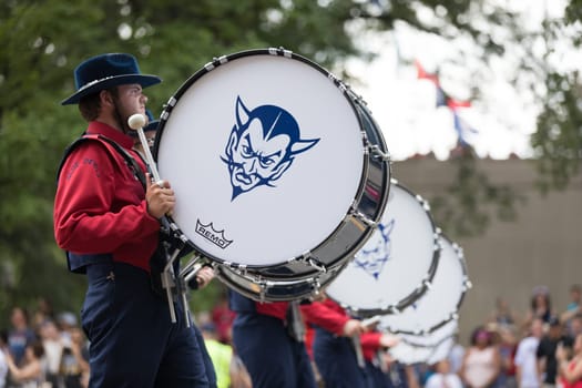 Washington, D.C., USA - July 4, 2018, The National Independence Day Parade, The Pulaski Blue Devils marching band, from Pulaski, New York