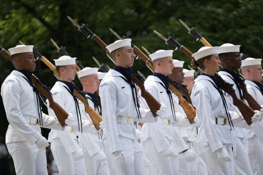 Washington, D.C., USA - July 4, 2018, The National Independence Day Parade, Members of the United States Navy, Marching down Constitution Avenue