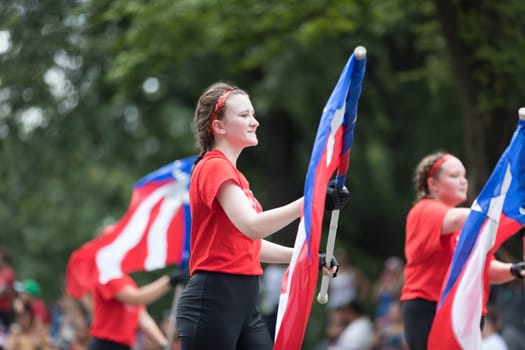 Washington, D.C., USA - July 4, 2018, The National Independence Day Parade, The Hortonville High School, Polar Bears Band from Hortonville, Wisconsin