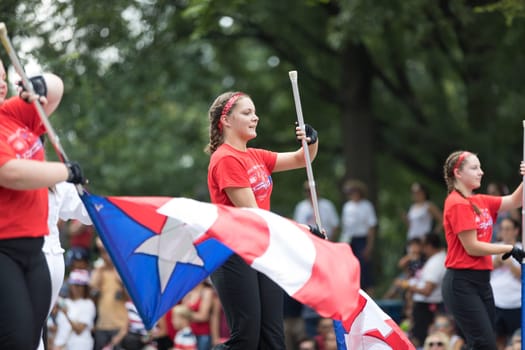 Washington, D.C., USA - July 4, 2018, The National Independence Day Parade, The Hortonville High School, Polar Bears Band from Hortonville, Wisconsin