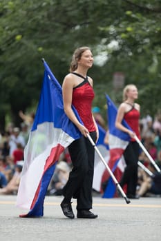 Washington, D.C., USA - July 4, 2018, The National Independence Day Parade, The Cabot High School Marching Band from Cabot, Arkansas