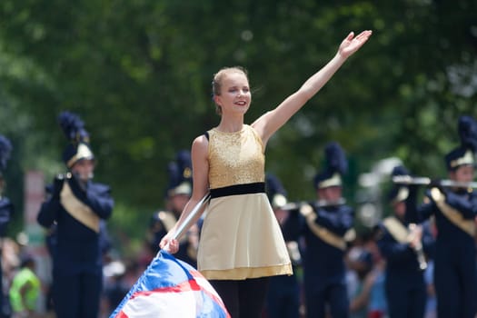 Washington, D.C., USA - July 4, 2018, The National Independence Day Parade, The Bald Eagle Area Marching Band, from Wingate, Pennsylvania