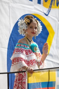 Washington, D.C., USA - September 29, 2018: The Fiesta DC Parade, Girl wearing traditional clothing from Panama