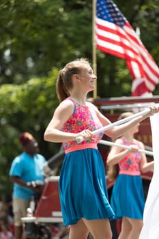Washington, D.C., USA - July 4, 2018, The National Independence Day Parade, The Ronald Reagan High School, Band Of Raiders, from Pfafftown, North Carolina