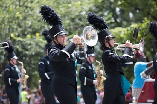 Washington, D.C., USA - July 4, 2018, The National Independence Day Parade, The Ronald Reagan High School, Band Of Raiders, from Pfafftown, North Carolina