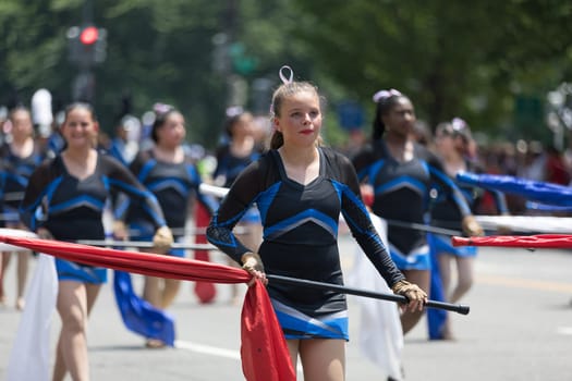 Washington, D.C., USA - July 4, 2018, The National Independence Day Parade, The Somerest Academy Charter School Panther Band, from Pembroke Pines, Florida