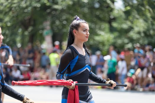 Washington, D.C., USA - July 4, 2018, The National Independence Day Parade, The Somerest Academy Charter School Panther Band, from Pembroke Pines, Florida