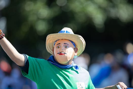 Washington, D.C., USA - September 29, 2018: The Fiesta DC Parade, Man wearing traditional clothing from Nicaragua going down the street