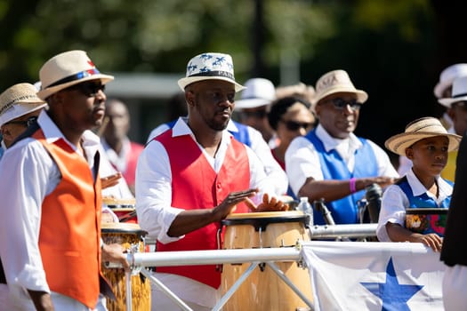 Washington, D.C., USA - September 29, 2018: The Fiesta DC Parade, Members of a panamanian marching band perform