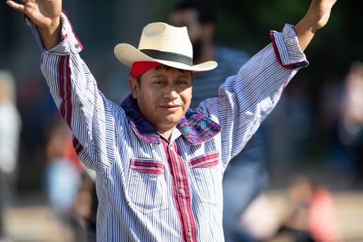 Washington, D.C., USA - September 29, 2018: The Fiesta DC Parade, Man from Guatemala wearing traditional clothing