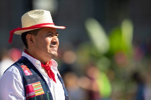 Washington, D.C., USA - September 29, 2018: The Fiesta DC Parade, Man from Guatemala wearing traditional clothing