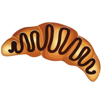 breakfast tasty croissant chocolate bread food bakery illustration crust