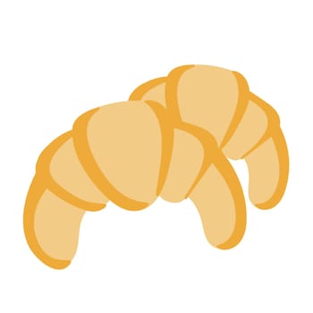 breakfast two croissant bread food bakery tasty crust illustration