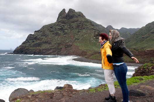 Rocky coast at Punta de Hidalgo,San Cristobal de La Laguna,Tenerife,Canary Islands,Spain