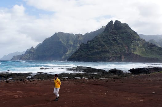 Rocky coast at Punta de Hidalgo,San Cristobal de La Laguna,Tenerife,Canary Islands,Spain