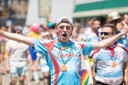 Chicago, Illinois, USA - June 24, 2018 People celebrating during the LGBTQ Pride Parade in Chicago