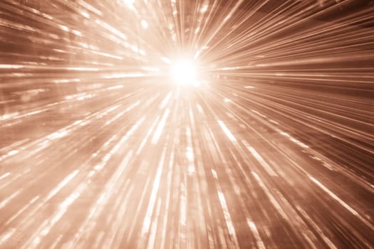 Luxury entertainment with bright light source and many beams and streams to every side at nightclub event, festival or New Year's Eve.