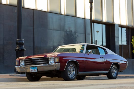 Springfield, Illinois, USA - September 22, 2018: The Route 66 Mother Road Festival, Chevrolet Chevelle on the streets of downtown Springfield