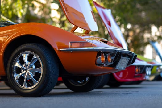 Springfield, Illinois, USA - September 22, 2018: The Route 66 Mother Road Festival, Opel GT, sports car on the streets of downtown Springfield