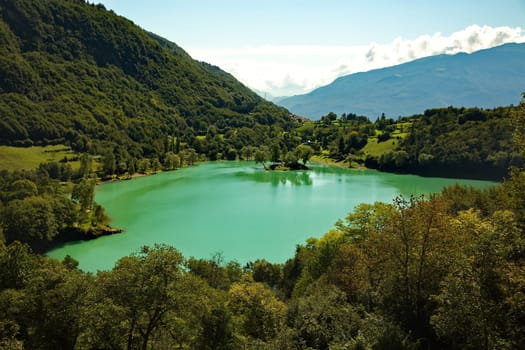 Lake Tenno a mountain lake in Italy at Tenno in Trentino
