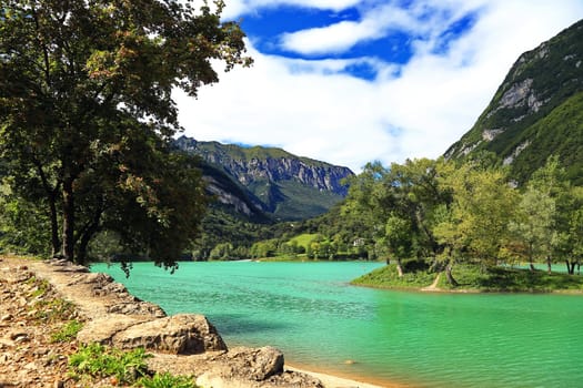 Lake Tenno a mountain lake in Italy at Tenno in Trentino