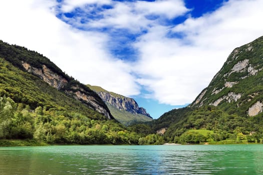 Lake Tenno a mountain lake in Italy at Tenno in Trentino