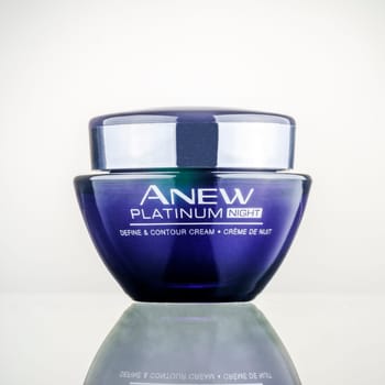 Avon cosmetic isolated on gradient background. Avon Products Inc was founded by David McConnell in 1886 in England.