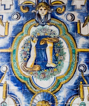 Detail of the superb polychromatic mosaics in the Chapel of Saint Amaro in Lisbon, Portugal